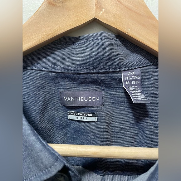 COPY - 🆕 NTW Van Heusen Men’s Never Tuck Slim Fit Long Sleeve Shirt in Royal Na… - Picture 6 of 6